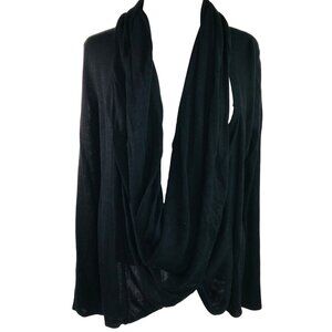 Cupio Women's Black Drape Cardigan Sweater Versatile Two-Way Styling Size Medium